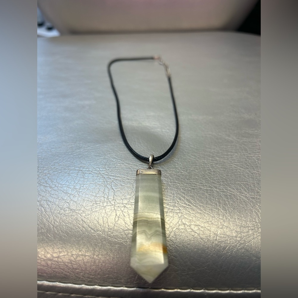 Crystal pendant with leather necklace metal clasp